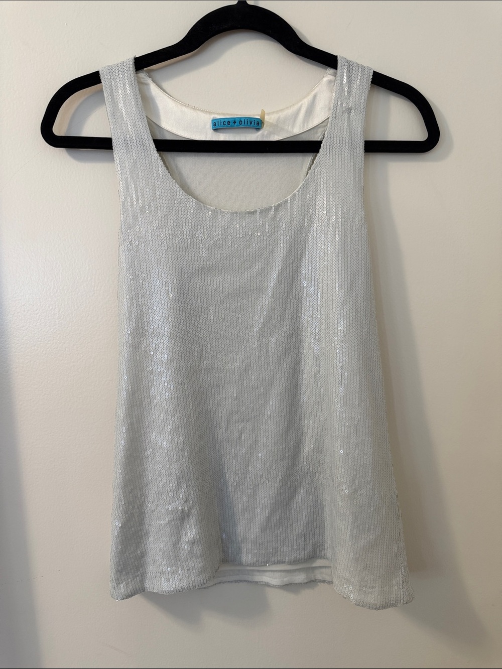 alice + olivia White Sequin Tank Top Sz Small